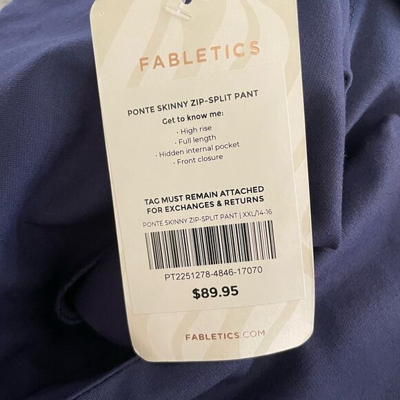 Fabletics Navy Ponte Skinny Zip Split Pant Size XXL - Picture 4 of 11